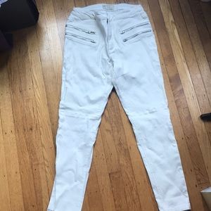 High waisted white jeans